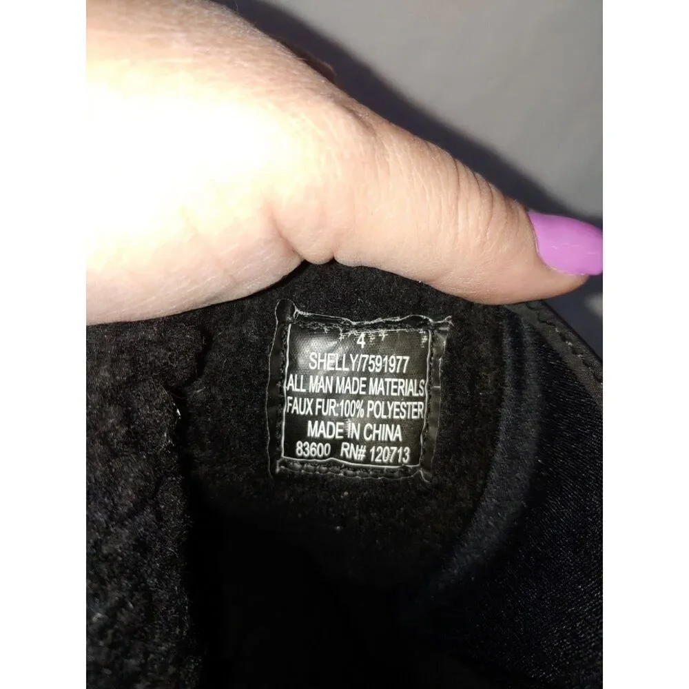 Totes SHELLY Girls Size 4 Black Faux Fur Boots.